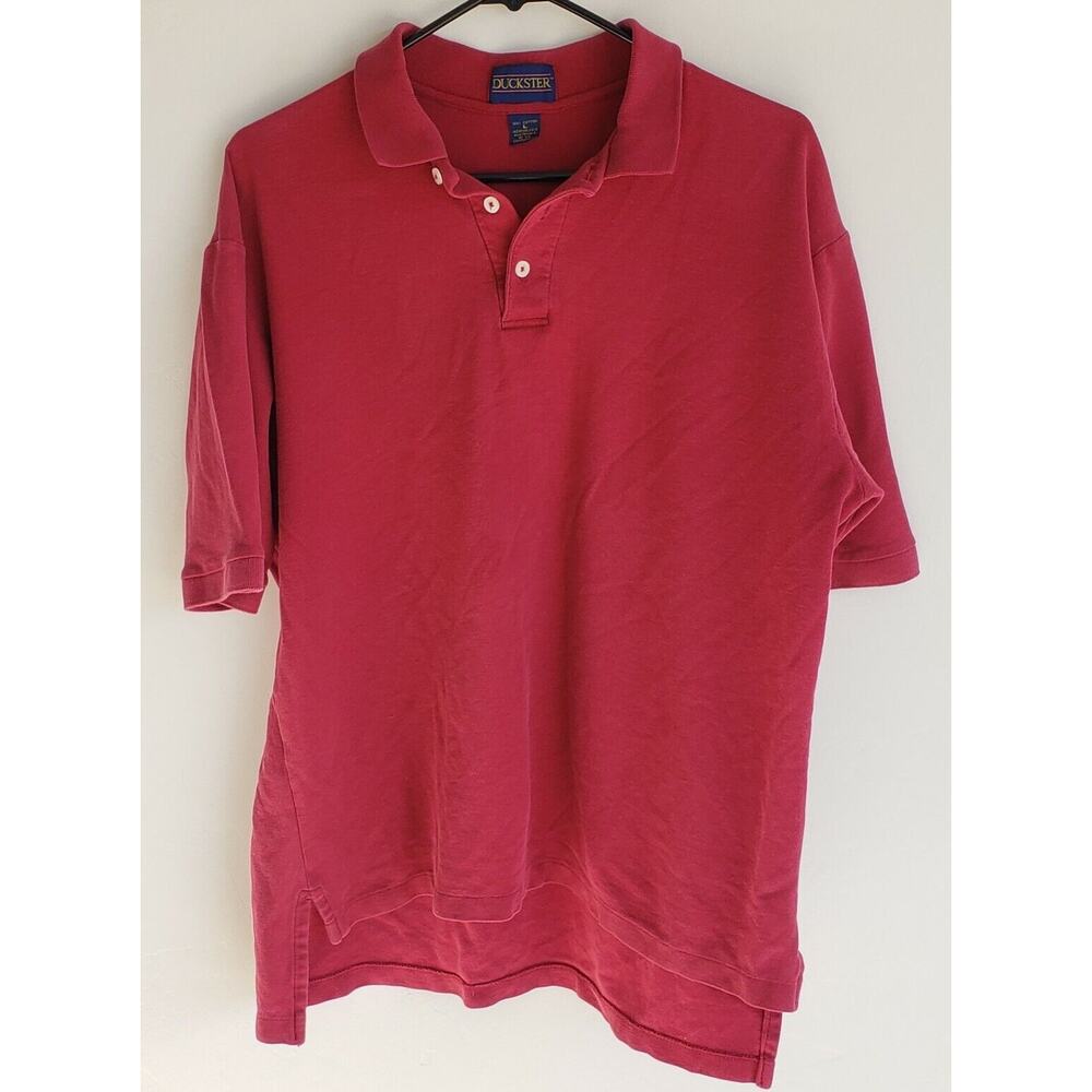Duckster Short Sleeve Polo Shirt Mens Large Red 0163